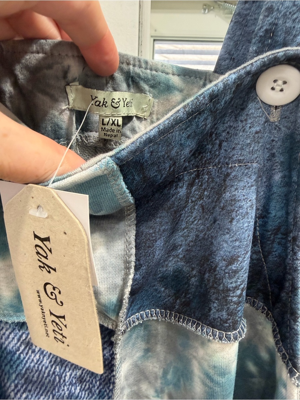 Yak & Yeti tie -Dye Patchwork Maxi Overalls in Teal and Navy - Picture 3 of 5